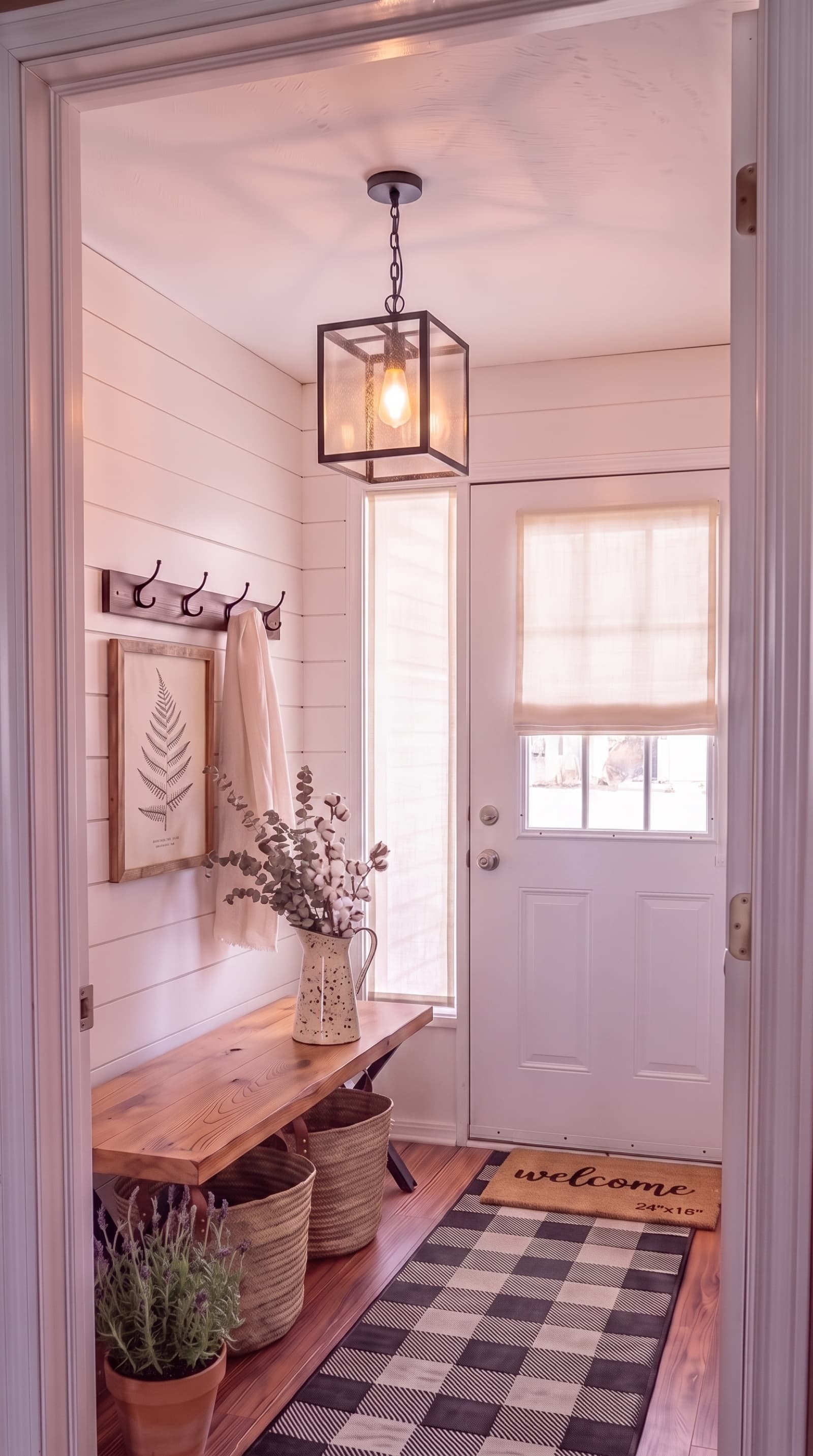 Turning a cluttered entryway into a Modern Farmhouse mudroom